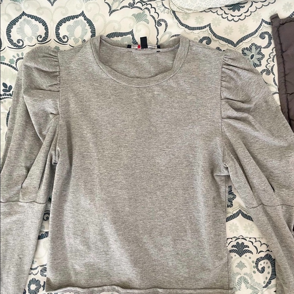 Grey, puff sleeve crop top, Nordstrom